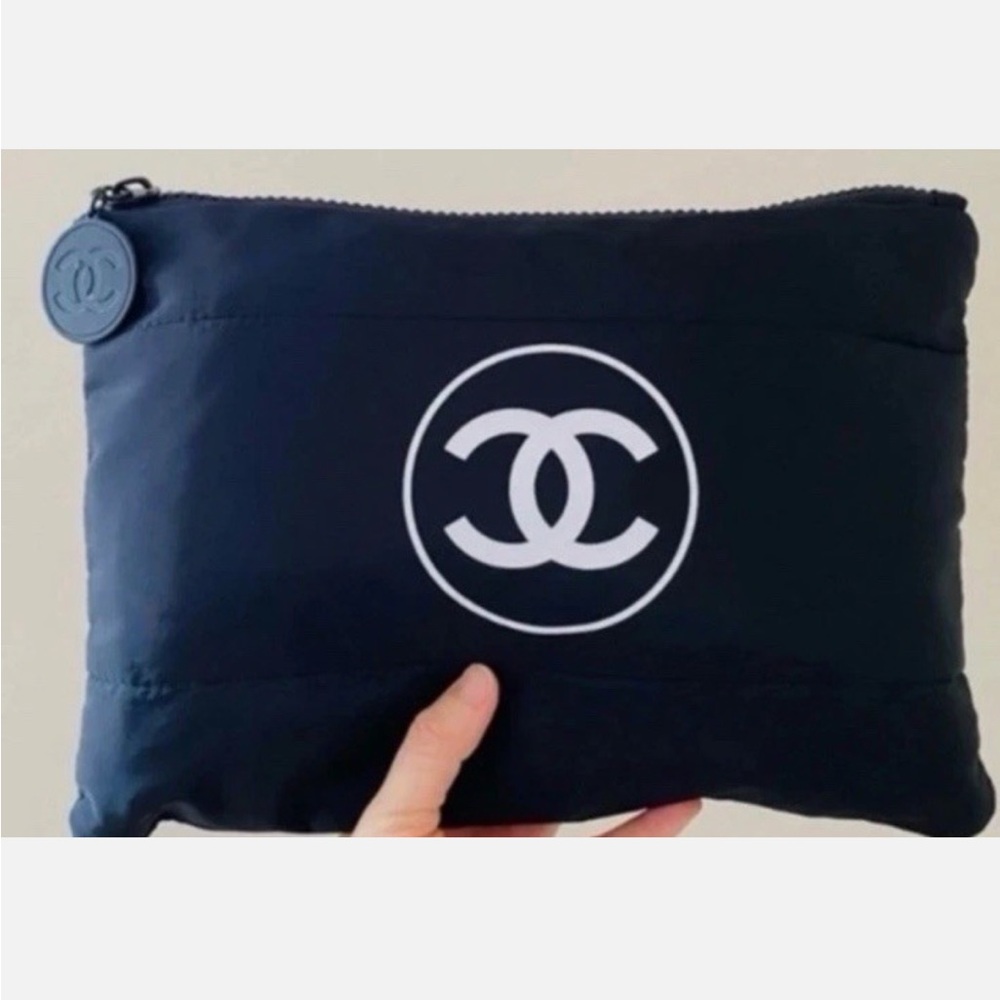 Black Chanel Beauty Pouch VIP Cosmetic Makeup Case Organizer Bag New